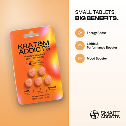 Juicy Peach MIT Kratom Chewable Tablets