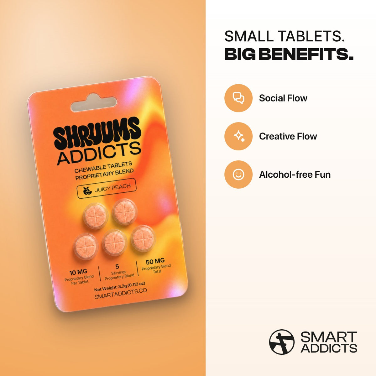 Juicy Peach Mushroom Chewable Tablets