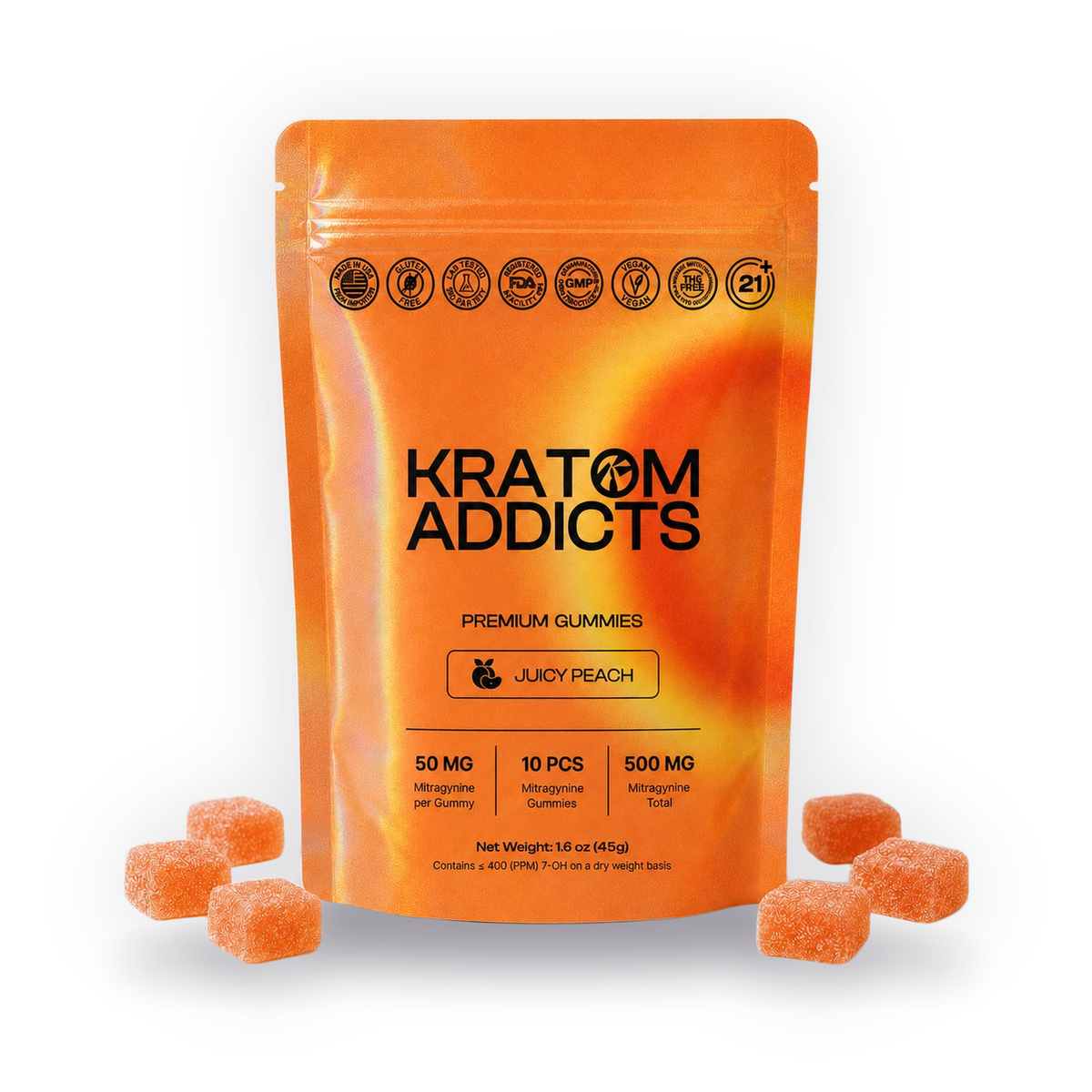 Juicy Peach MIT Kratom Gummies