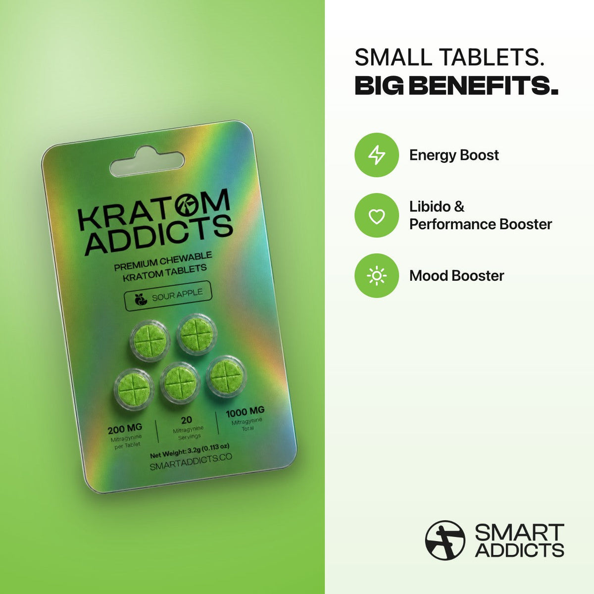 Sour Apple MIT Kratom Chewable Tablets
