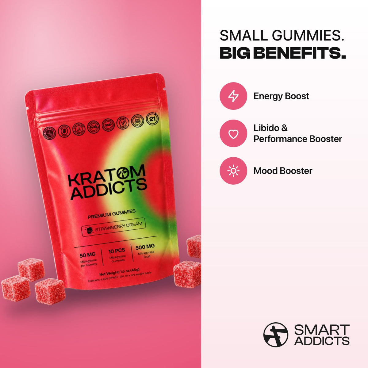 Strawberry Dream MIT Kratom Gummies